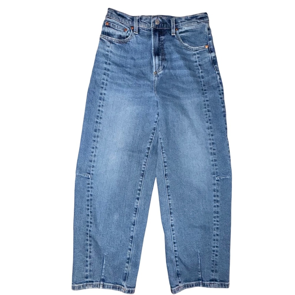 Pistola Agust Jeans 27 Blue Wide Leg High Rise Barrel Seam Detail Streetwear
